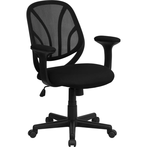 Y-GO-Chair-Mid-Back-Black-Mesh-Swivel-Task-Chair-with-Arms-by-Flash-Furniture